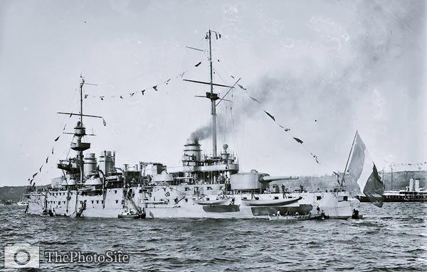 French Navy pre-dreadnought battleship Justice - Click Image to Close