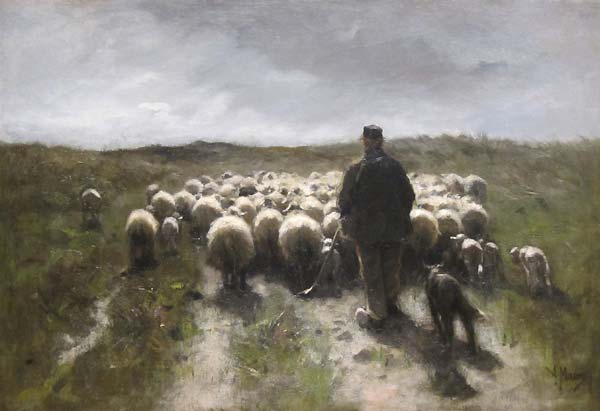 Shepherd and Sheep - Click Image to Close
