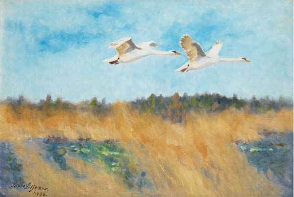 Flying Swans - Click Image to Close