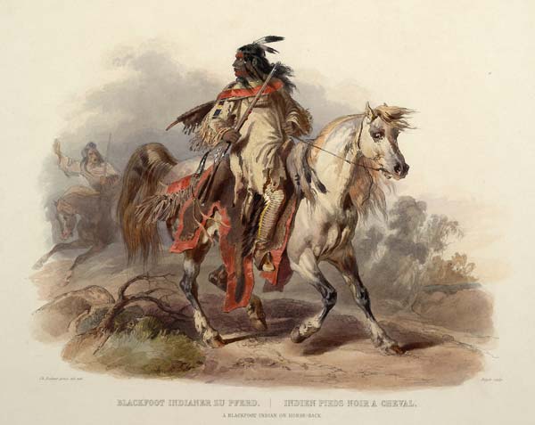 A blackfoot indian on horseback - Click Image to Close