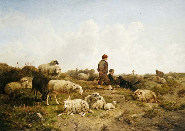 Shepherd Boys With Their Flock - Click Image to Close