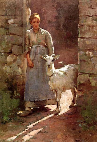Girl with Goat - Click Image to Close