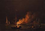 Charles Brooking Ship on fire at night