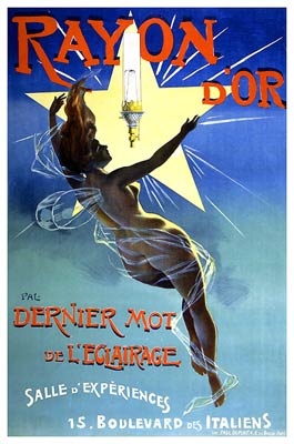Nude woman poster. Rayon d'Or light fixture, 1895