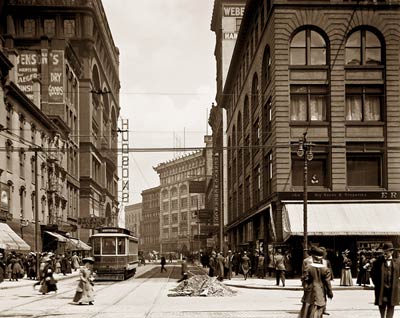 Gratiot Avenue from Woodward, Detroit, Michigan 1900's