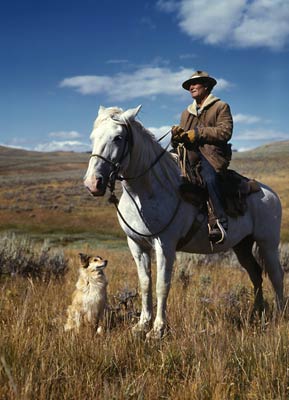 Shepherd with his horse and dog, 1942