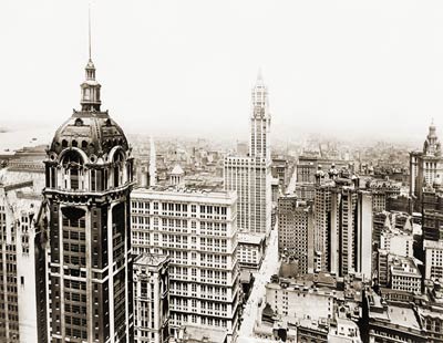 Singer and Woolworth Buildings, 1916