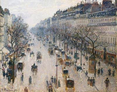 The boulevard Montmartre on a winter morning