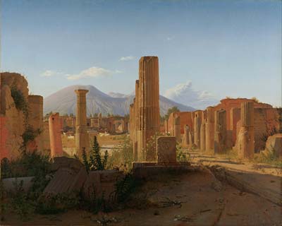 The Forum at Pompeii with Vesuvius in the Background - Click Image to Close
