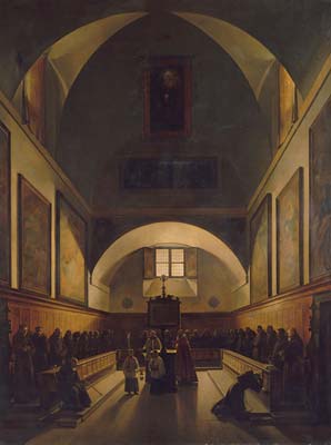 The choir of the capuchin church in Rome - Click Image to Close