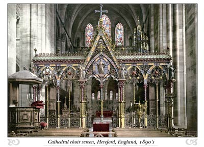 Cathedral choir screen, Hereford, England