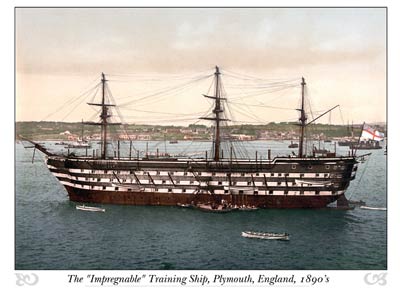 The "Impregnable" training ship, Plymouth, England