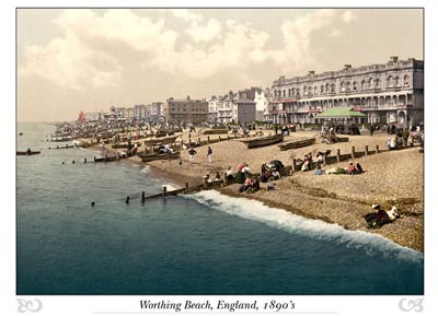 The beach looking west, Worthing, England