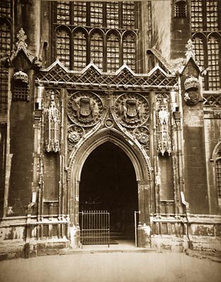 Cambridge. King's College Chapel (Side Entrance). Photographed b