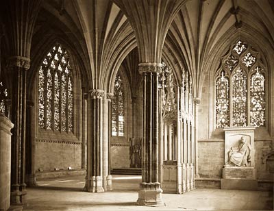 Chapel, Wells Cathedral old antique picture