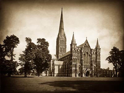 Salisbury Cathedral, West Front antique photograph