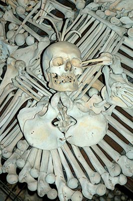 Close up of Bones, church in Czech Republic