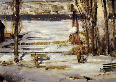 A Morning Snow - Hudson River George Bellows