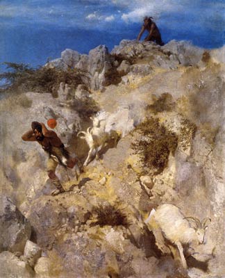 Pan running after by a goat Arnold Bocklin