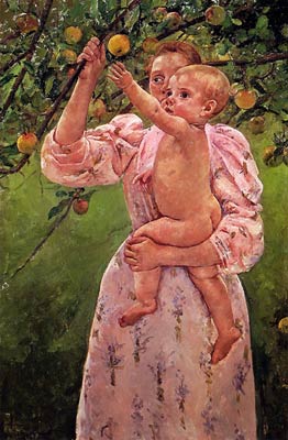 Baby Reaching for an Apple aka Child Picking Fruit Mary Cassatt