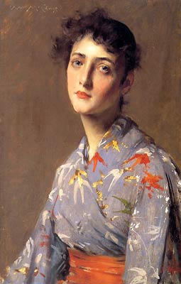 Girl in a Japanese Kimono by William Merritt Chase