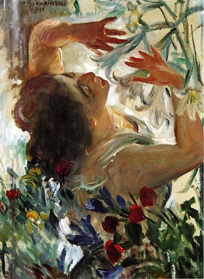 Woman with Lillies in a Greenhouse Lovis Corinth