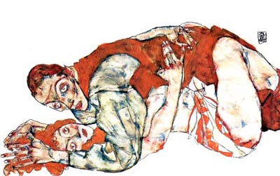 Love act, study Egon Schiele