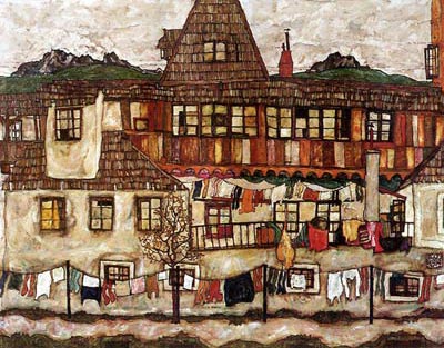 House with Drying Laundry Egon Schiele