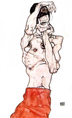 Male with red cloth Egon Schiele