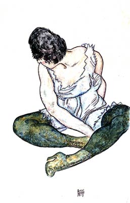 Seated Woman with Green Stockings Egon Schiele