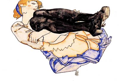 Woman with Blue Stockings Egon Schiele