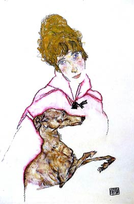 Woman with Greyhound aka Edith Schiele Egon Schiele