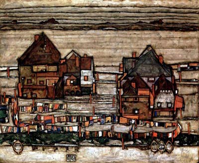 Houses with clothesline Egon Schiele