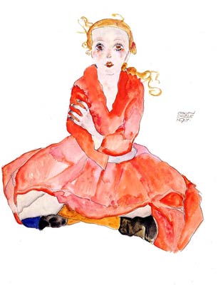 Seated Girl Facing Front Egon Schiele