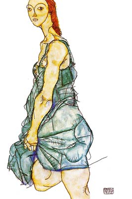 Standing Woman in a Green Skirt Egon Schiele