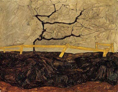 Bare Tree behind a Fence Egon Schiele