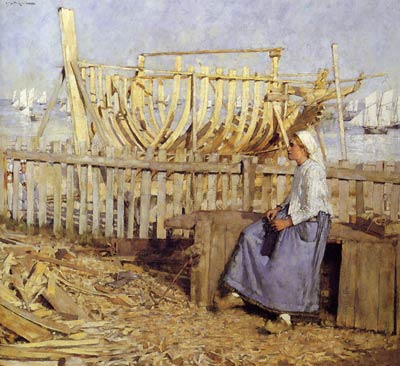 A French Boat Building Yard Henry Herbert La Thangue