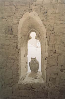 Owl in a Gothic Window Caspar David Friedrich