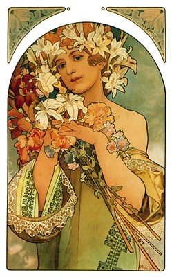 Woman and Flowers Alphonse Mucha