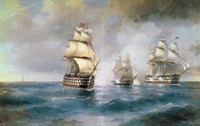 Brig Mercury Attacked by Two Turkish Ships 1892 Ivan Aivazovsky