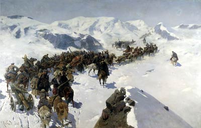 Prince Argutinsky through the Caucasus range Franz Roubaud