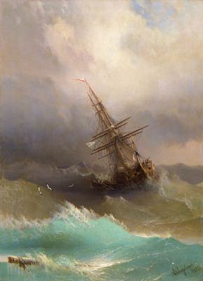 Ship in the Stormy Sea Ivan Aivazovsky