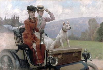 The Goldsmith Ladies in Bois de Boulogne, 1897, in a Peugeot wag