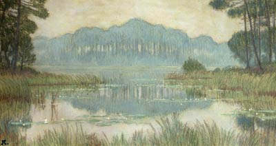Landscape with an overgrown pond Jean Francis Auburtin