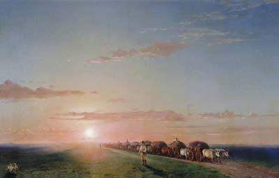 Ox train on the steppe, Ivan Aivazovsky