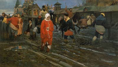 Seventeenth Century Moscow Street on a Public Holiday