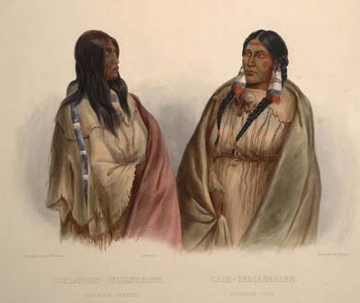 Woman of the snake tribe and woman of the cree tribe