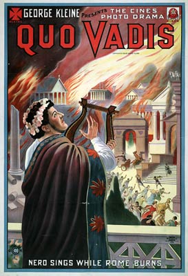 Quo Vadis Poster Nero sings whilst Rome burns