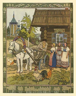 Illustration for the russian fairy story feather of finist falco
