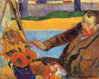 Portrait of Vincent van Gogh Painting Sunflowers Paul Gauguin